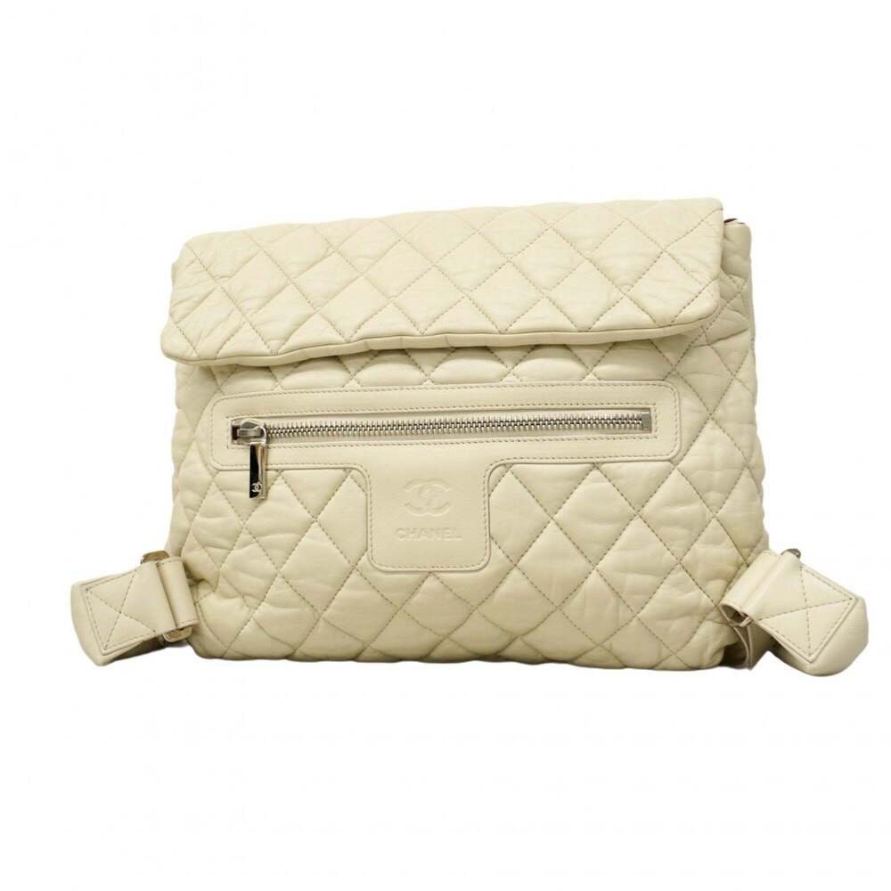 Chanel White Leather Backpack - image 1